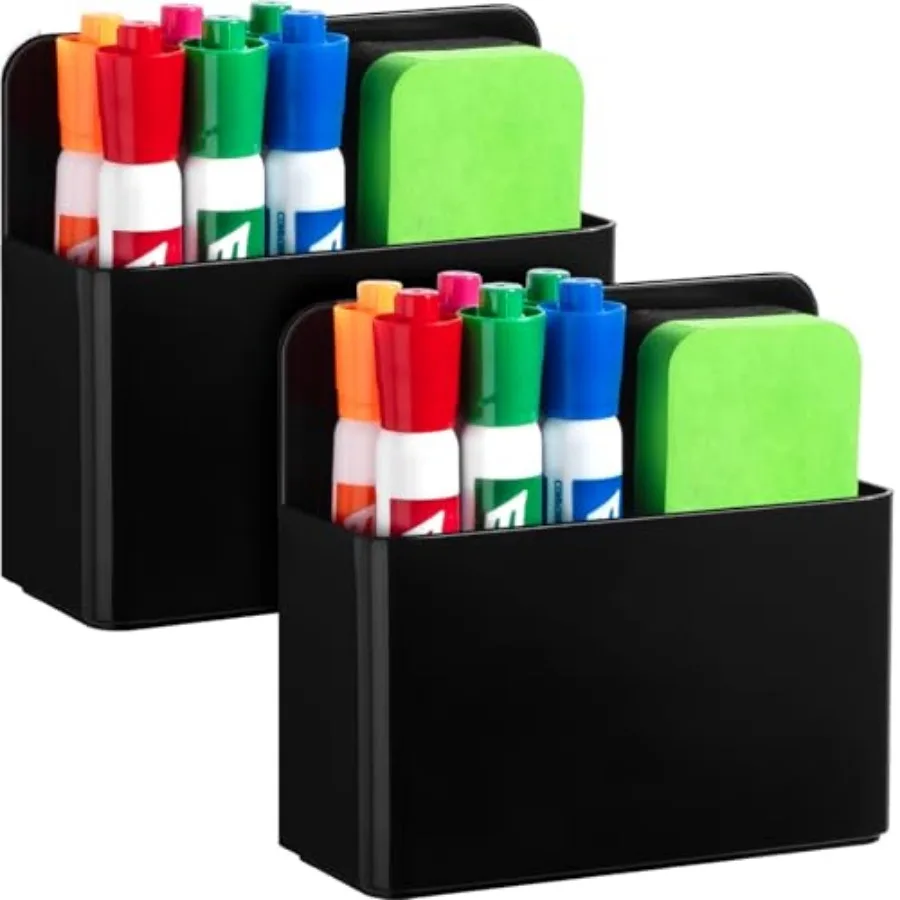 

2 Pcs Magnetic Dry Erase Marker Holder for Whiteboard, Plastic Magnetic Pen Holder for Refrigerator Fridge, Magnet Pencil Cup f