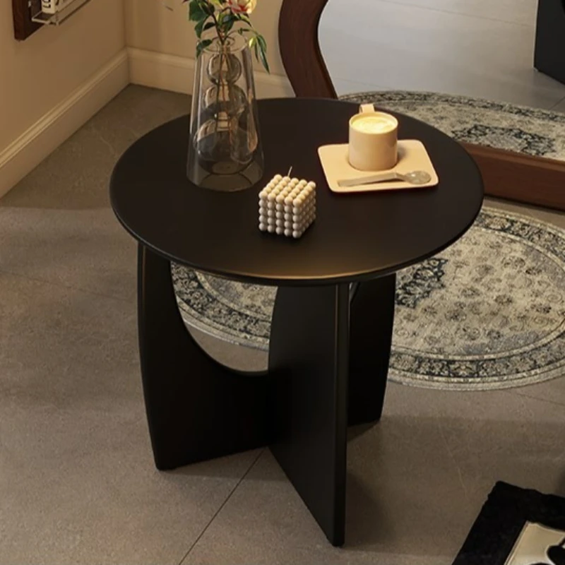 

New simple solid wood circular coffee table, Nordic style living room coffee table, small sofa side table, high-end corner table
