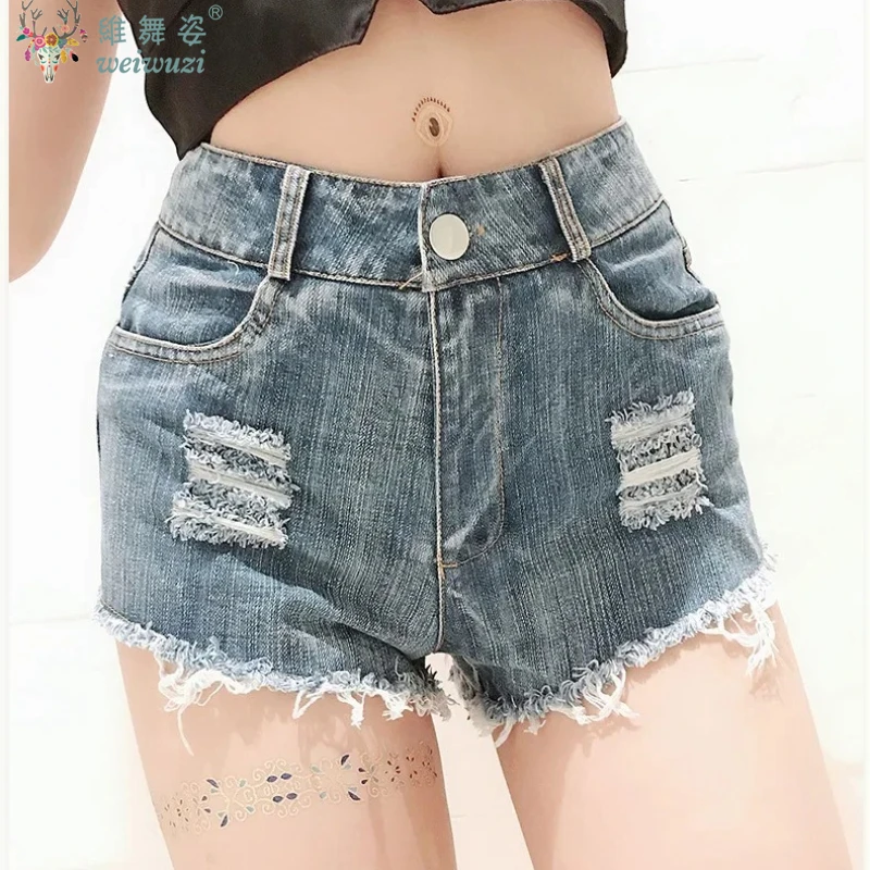 

Y2K Street потертые джинсовые шорты с рваным краем и рваным краем, повседневные узкие мини-шорты, наряд для ночных клубов, отверстия для танцев на пилоне