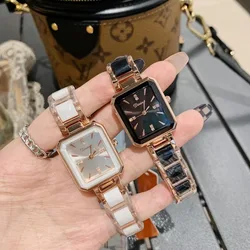 Elegant Square Ceramic Watches for Women Real Ceramic Bracelets Watch Simple Fashion Students Dress Wristwatch Quartz Waterproof