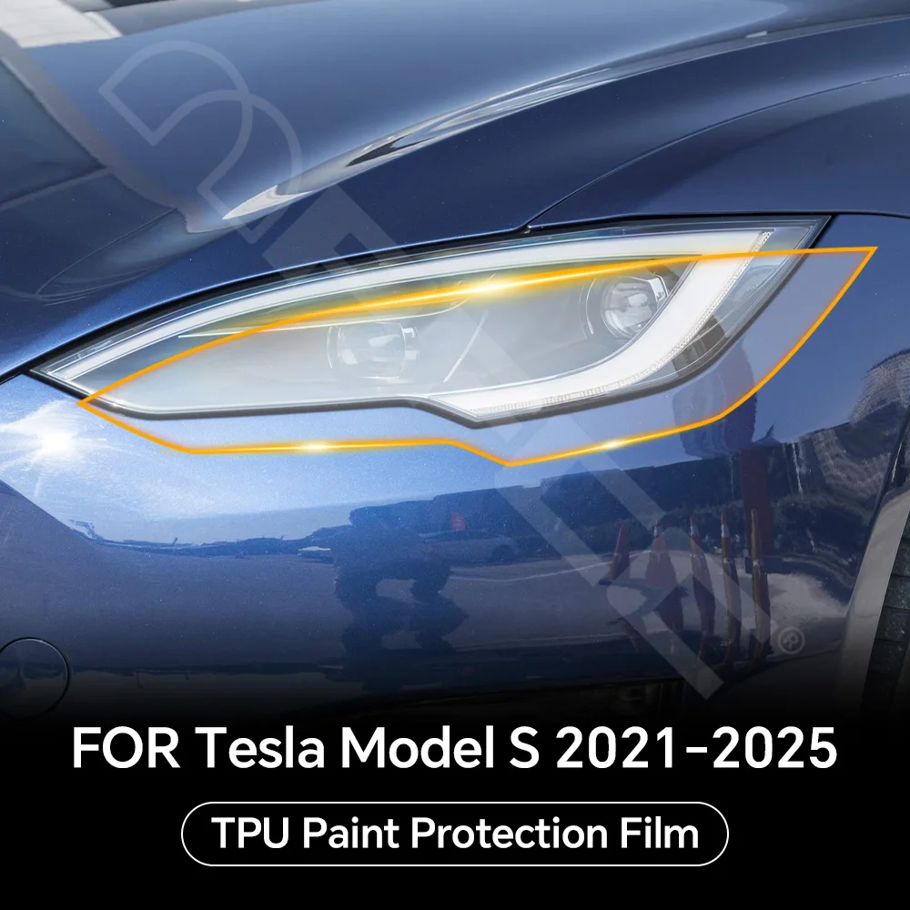 

For Tesla Model S 2021-2025 Headlight Door Handle Rearview TPU Paint Protection Film Anti-Scratch Pre-cut Clear PPF Resistant