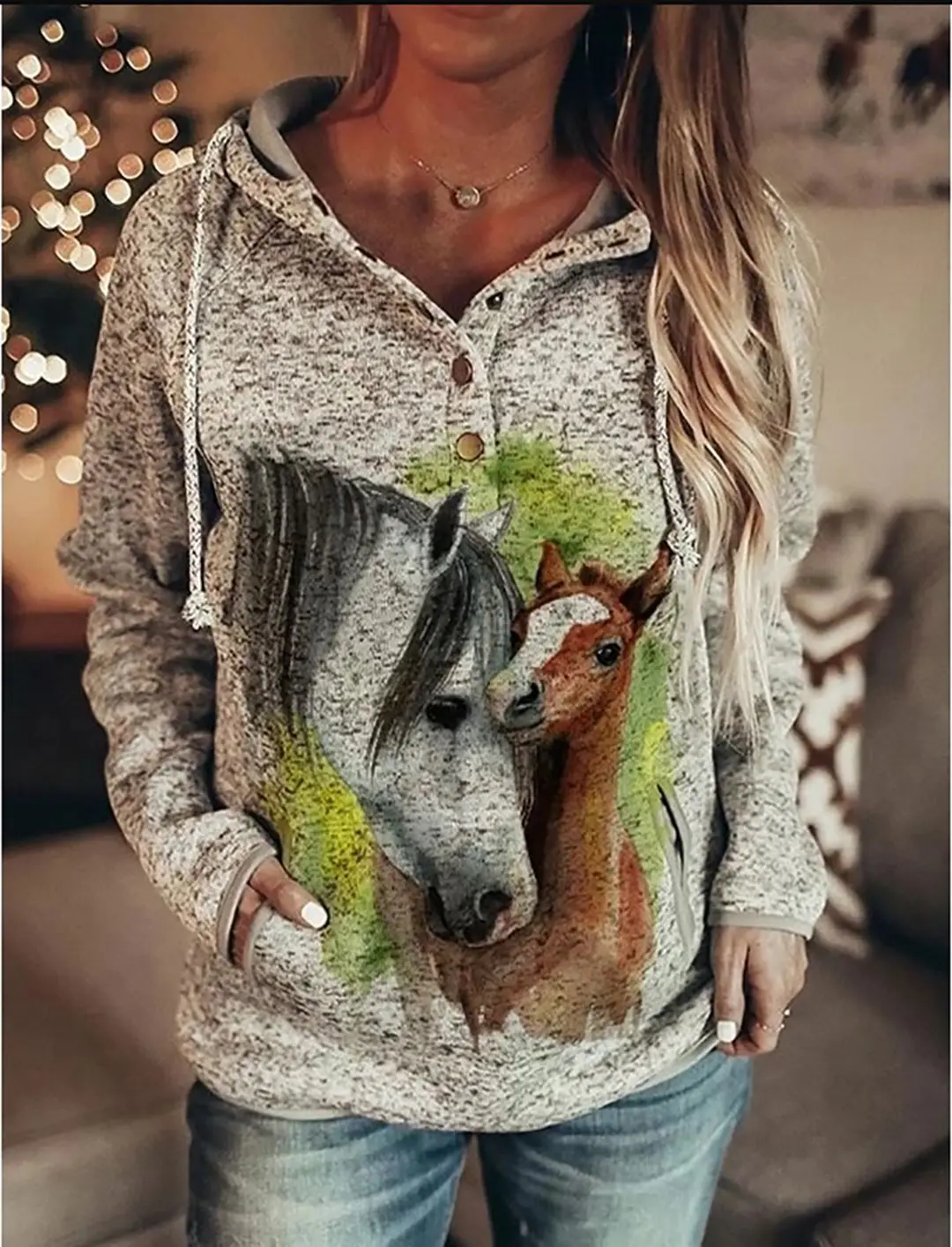 Horse 3d Print Hoodie Women Fashion Hoodies Sweatshirts Animal Tracksuit Vintage Hoody Women Sweat Autumn Winter Coat Clothes