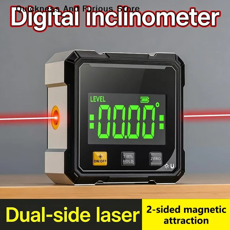 【T】 4-Side Magnetic Digital Display Laser Instrument Horizontal Angle, Inclination Angle And Electronic Measurement Slope Tool