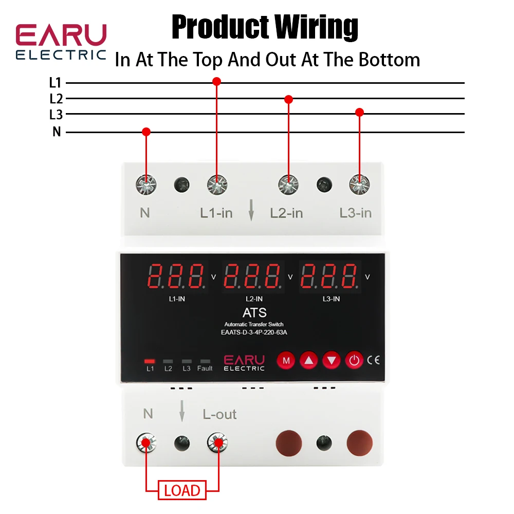 Trójfazowe czteroprzewodowe regulowane zabezpieczenie podnapięciowe ATS 3-drożne przełączanie zasilania 220V Automatyczne urządzenie zabezpieczające