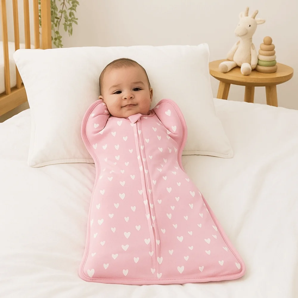 

Surrender Style Cotton Baby Sleeping Bag Zipper Thin Fabric Infant Swaddle Blanket Hugging Design Soft Sleeping Bag Infant Care