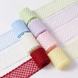 2Yards/Lot 4cm Width Gridding Embroidered Lace Ribbon Trim Organza Fabric Handmade Dress DIY Sewing Accessories