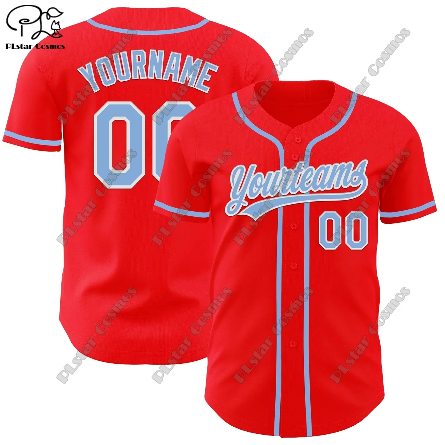 PLSTAR COSMOS customized team name 3D printing design red genuine baseball uniform summer new short sleeve H-2