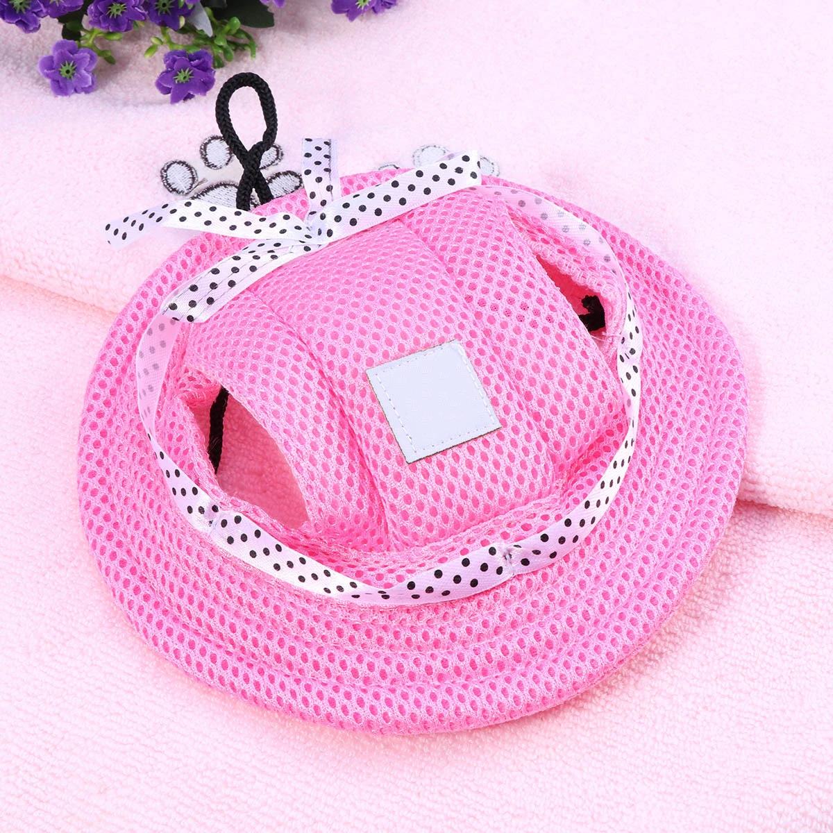 

Pet Dog Mesh Sun Cap Pink Size S Breathable Puppy Hat Porous Two Ear Holes Visor Design for Small Dogs Dog Sun Hat