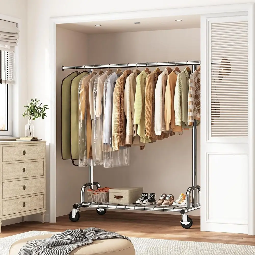 Heavy Duty Clothes Rack, 530LBS acity, Space-Saving Storage | 75