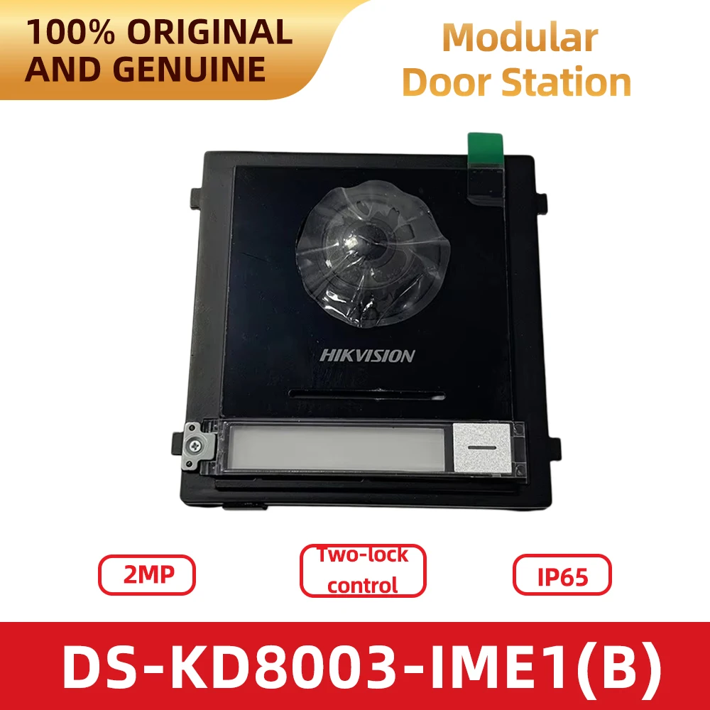 Hikvision Original DS-KD8003-IME1(B) Videoportero IP con Cámara Ojo de Pez 1080P, PoE, IP65, Audio Bidireccional y Control de Acceso