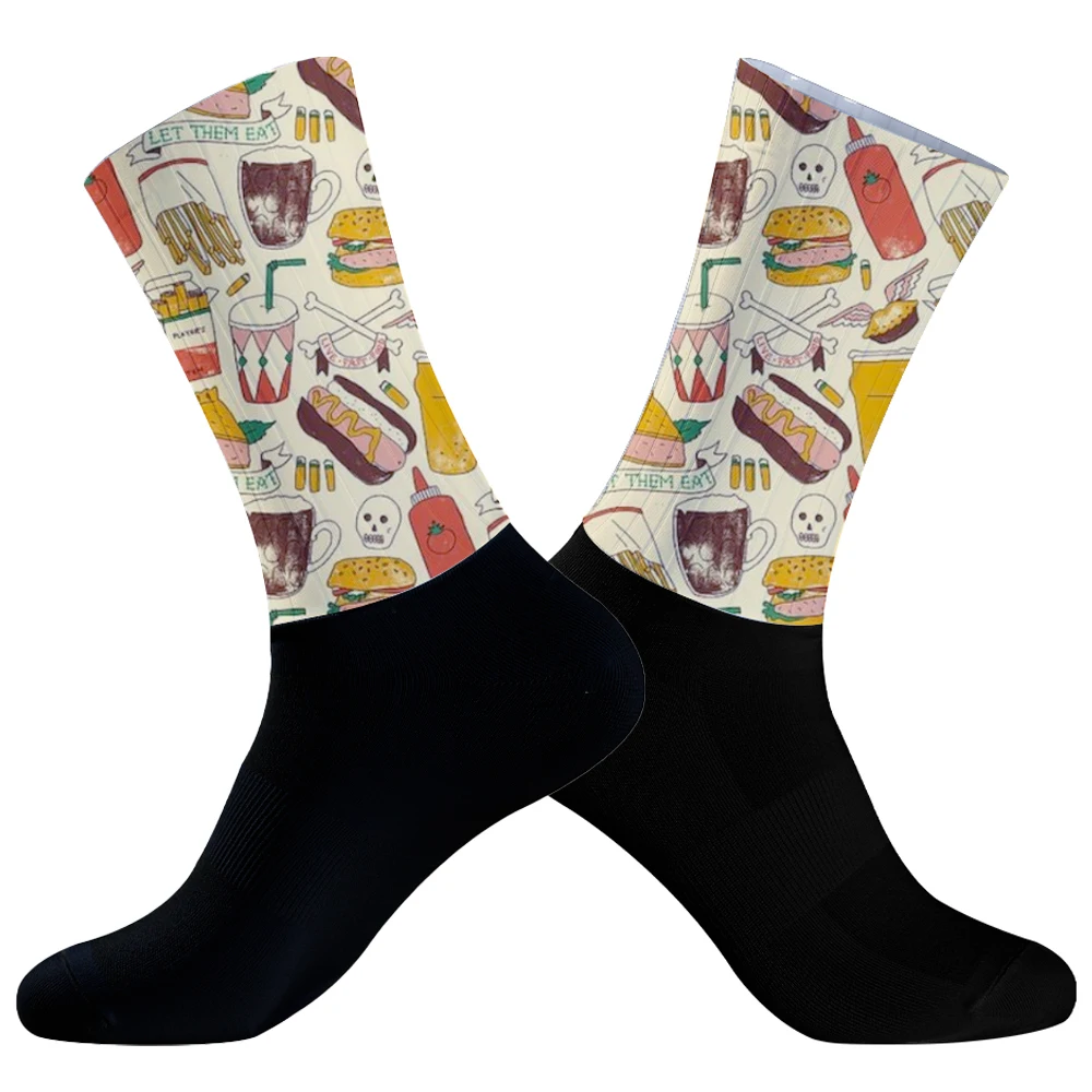 New Food pattern Sport SOCKS  Cycling Socks Mountain Bike Socks Comfortable Road Bicycle Socks Racing