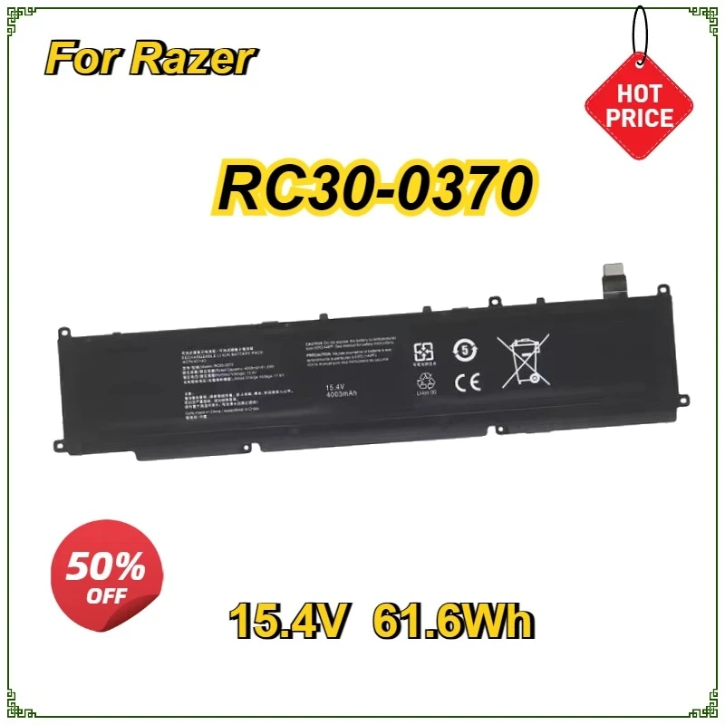 

RC30-0370 Laptop Battery for Razer Blade 14 Inch Ryzen 2021 2022 RZ09-0370BEA3 RZ09-0368 4ICP4/47/140 15.4V 61.6Wh