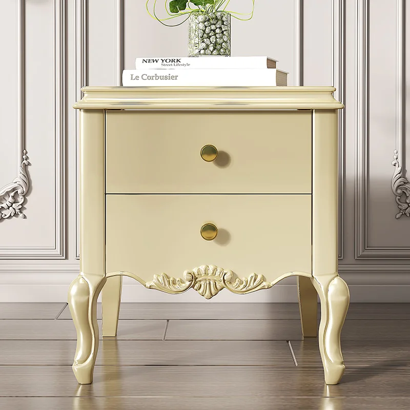 Lightweight luxury American wooden bedside table with 2 drawers