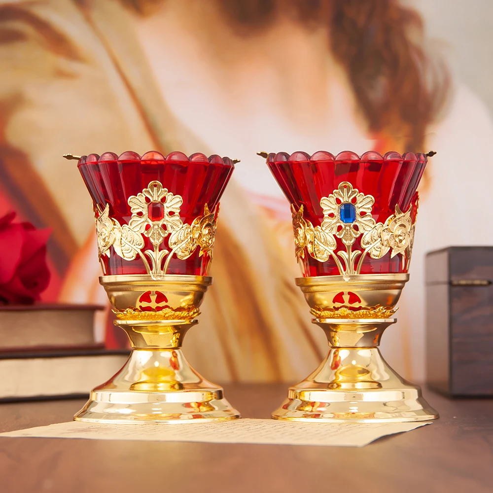 

HTISOK Orthodox Church Candle Holder Orthodox Candlestick Sacred Design for Prayer Altars Blessing Religious Candle Holder