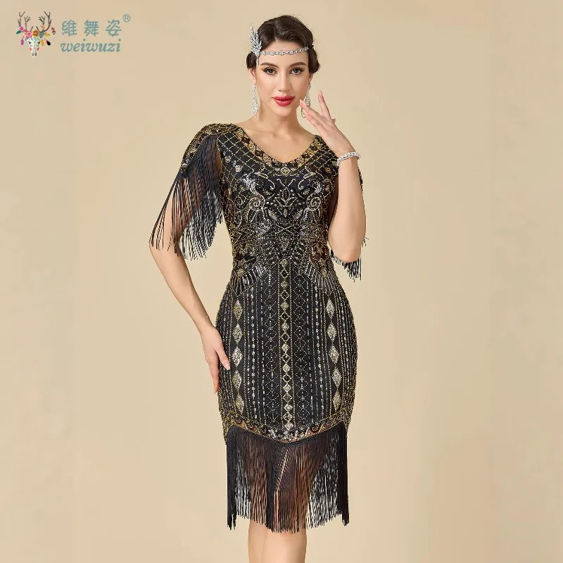 

1920s Flapper Vintage Sequin Beaded Prom Dresses Great Gatsby Theme Makeup Party Tassel Dress Wedding Party Cocktail Dance Dress