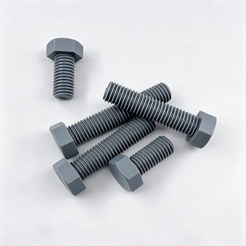 2/5/10pcs M8 M10 M12 M14 M16 Grey PVC External Hex Screw Plastic Hexagon Head Bolt Acid Alkali Resistant Insulation 8-100mm