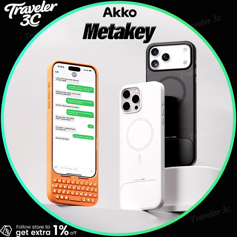 

AKKO Metakey Customized Mobile Keyboard Mobile Phone Magnetic Protective Case For iPhone 16 PRO MAX iPhone 17 PRO MAX 37keys