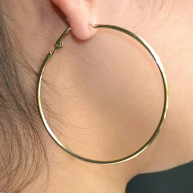 3/4/5/6/7/8/9/10CM Electroplating Hoop Earrings Without Piercing Classic All Match Fake Clip-On Daily Party Circle Ear Ring Clip