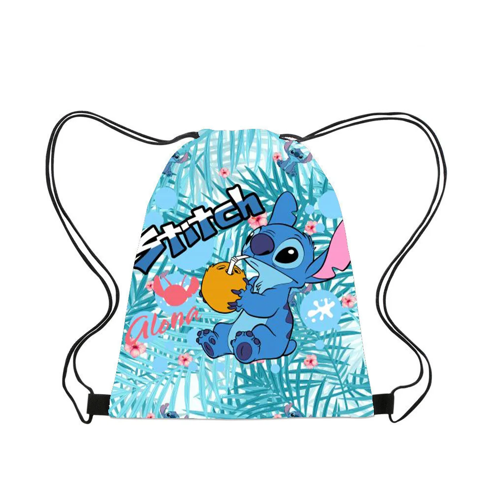 Disney Stitch Children Backpack Drawstring Bags Cartoon Mini Lilo&Stitch Travel Storage Bag Casual Swim Portable Backpack