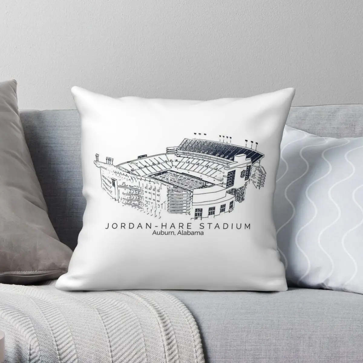 Jordan-Hare Stadium Square Pillowcase Polyester Linen Velvet Creative Zip Decor Home Cushion Cover Wholesale