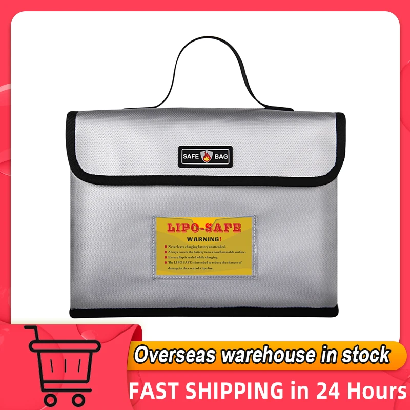 Portable Fireproof Explosionproof Lipo Battery Guard Safe Bag Large Storage Space for Battery Storage and Charging 260*130*190mm