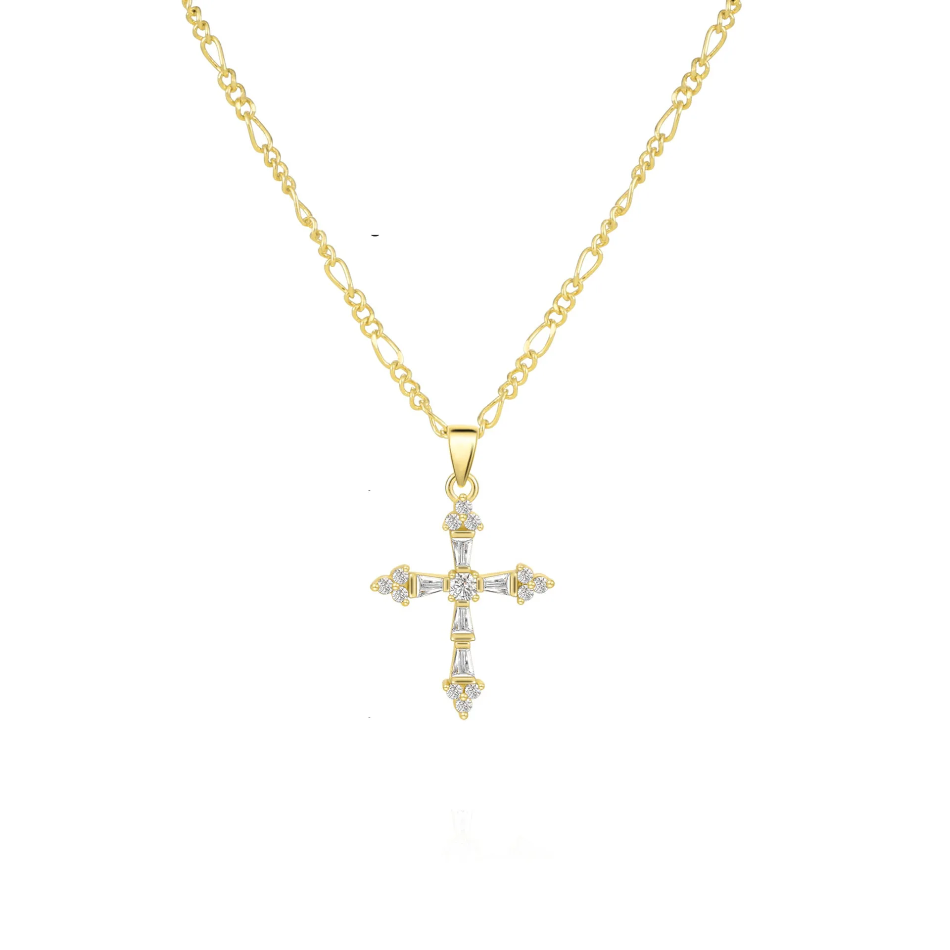 Trendy Cz Cross Nec…