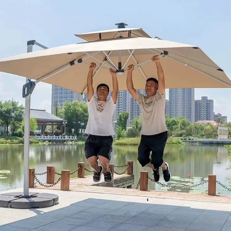 

Outdoor Parasol Court Sun Umbrella Stall Roman Umbrella Balcony Terrace Garden Solar Light