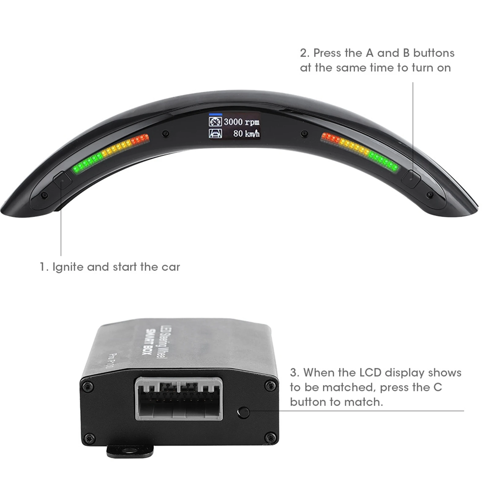 4th Gen LED Performance Steering Wheel Race Digital Display Shift Indicator Lights OBD2 Module Kits