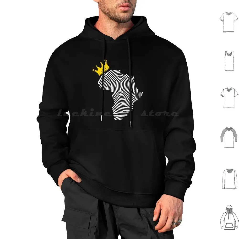 African Dna , Fingerprint , Crown , Black History , Black Lives Matter , Civil Rights Hoodie cotton Long Sleeve Black