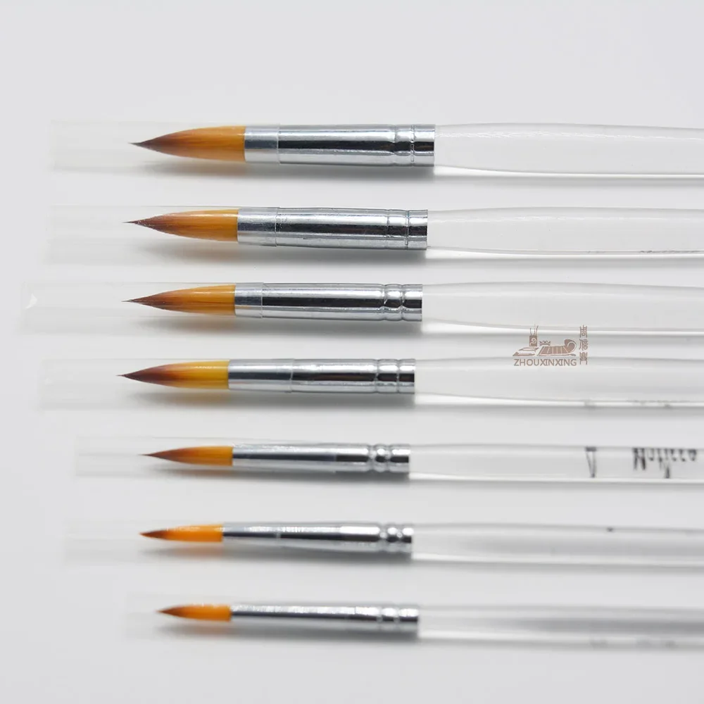 ZHOUXINXING gradual change color round head high quality nylon gouache brush Acrylic organic short rods 7 pcs artist paint brush