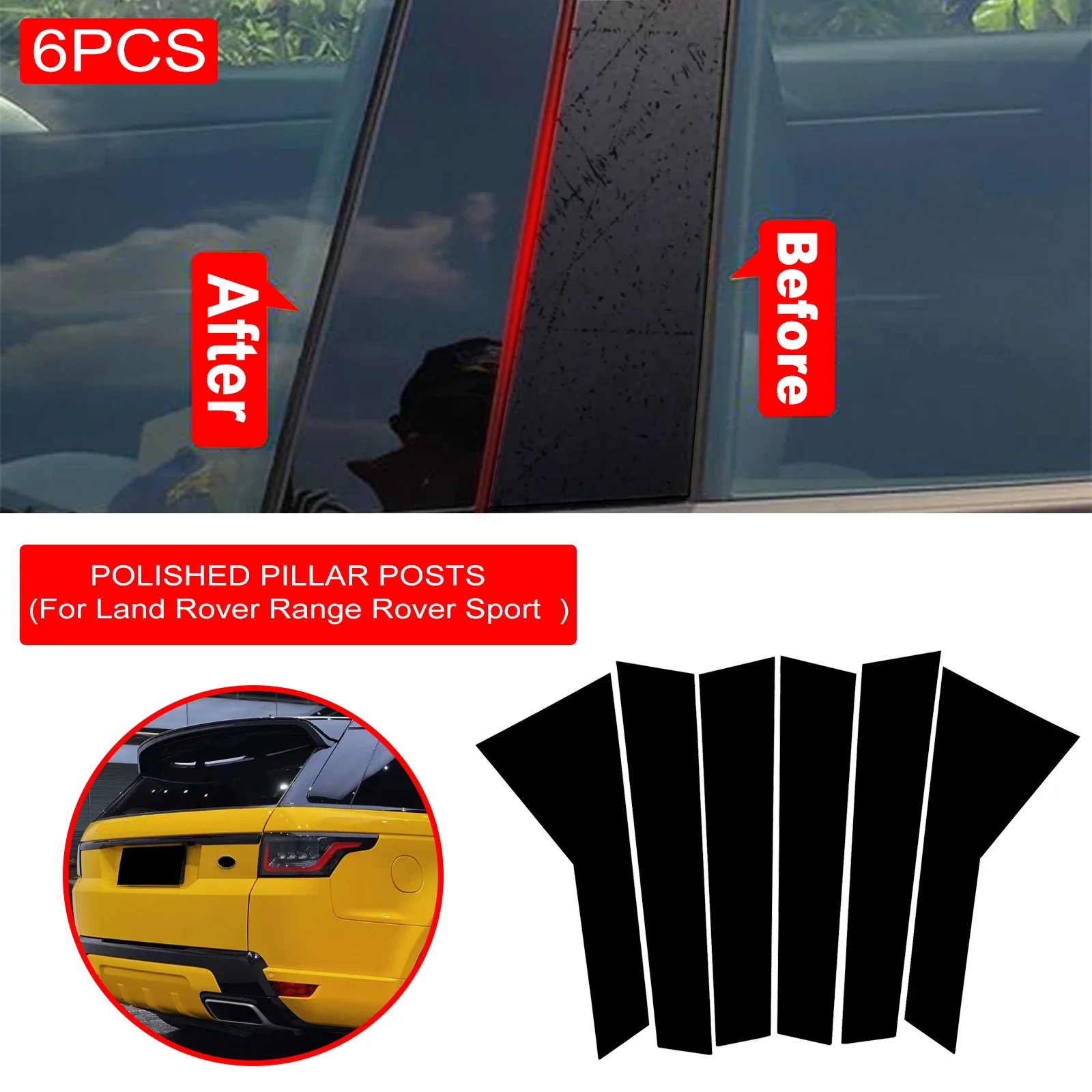 6pcs Car Window B-Pillar Trim Sticker For Land Rover Range Rover Sport L494 Door Pillars Wrap Film Styling Accessories Dropship