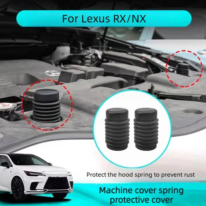 For Lexus RX/NX 2022-2026 Car Hood Spring Cover Shock Absorption Dustproof Anti-rust Engine Bay Decorative Protective Sleeve
