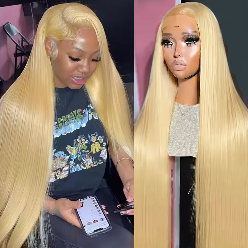 

46 Inch 613 13x6 Lace Front Wig Human Hair 200 Density 613 Lace Front Wig Human Hair Straight Blonde Wig Human Hair Pre Plucked