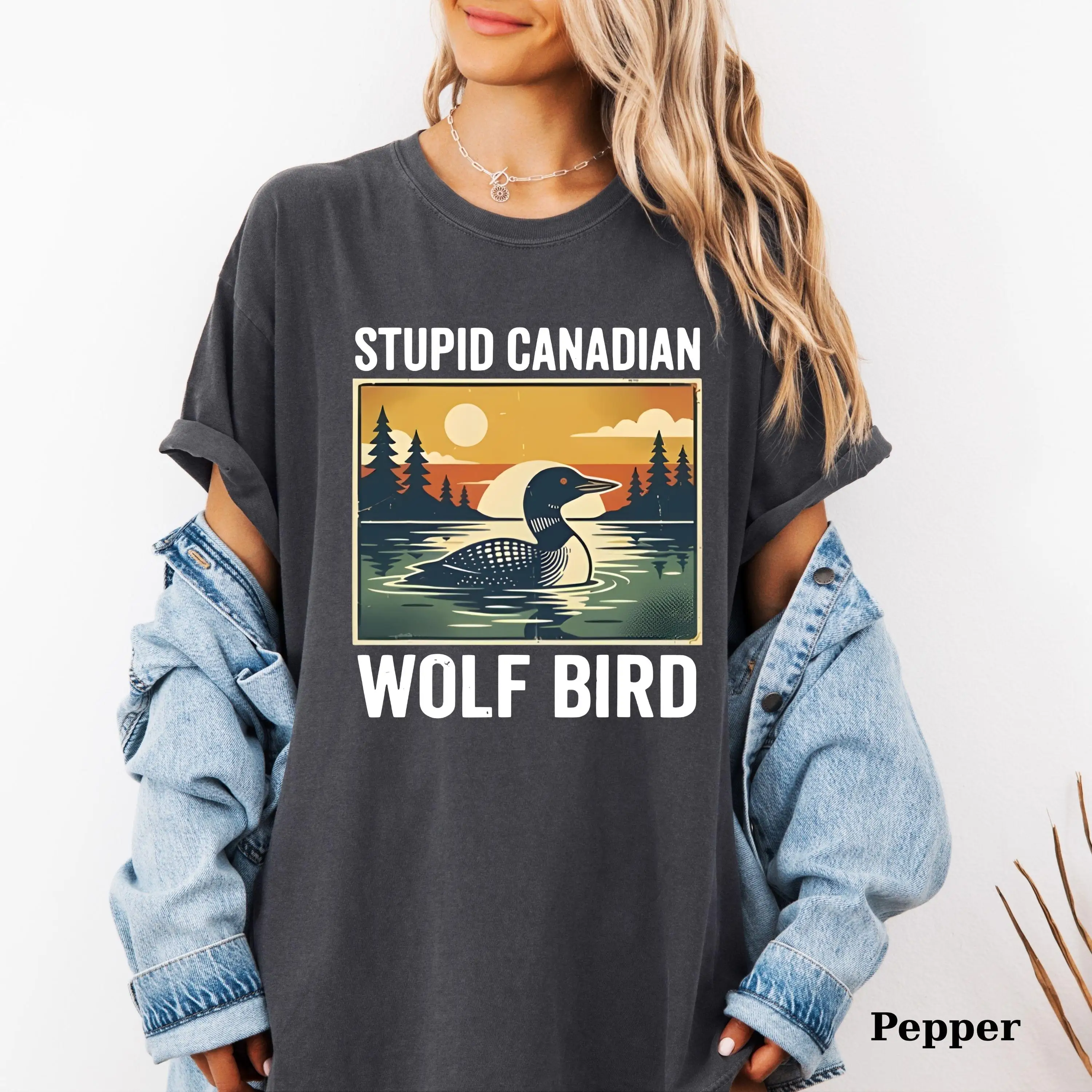 Streetwear Meme Stupid Canadian Wolf Bird Women T Shirt Casual Tee Men Cotton Oversize Harajuku Summer Loose Short Sleeve Top