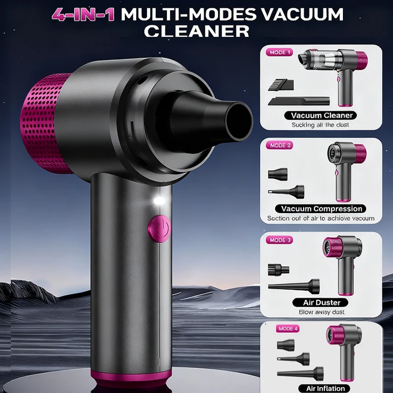 Vyvylabs 15000Pa Car Vacuum Cleaner 4-in-1 Powerful Suction Rechargeable Wireless Handheld Airflow Pump For Car Home Cleaner