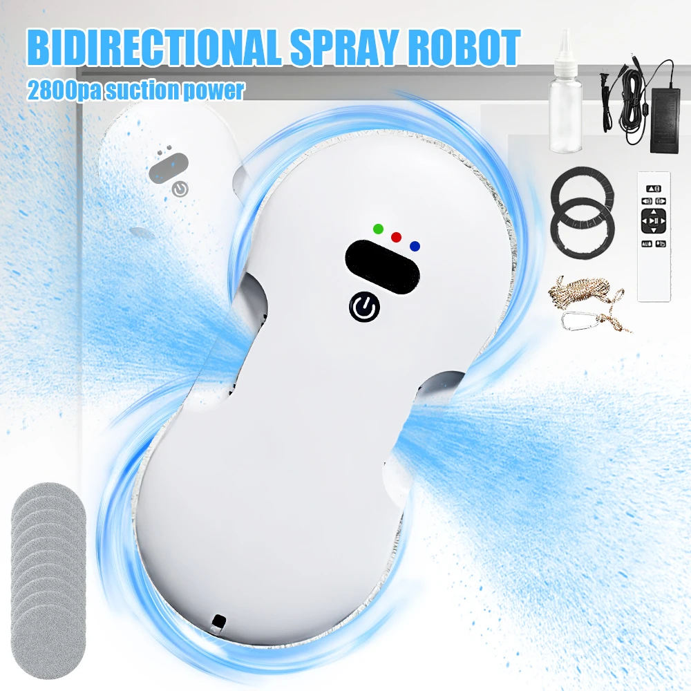 نافذة منزلية أوتوماتيكية للمياه في اتجاهين رذاذ تنظيف جهاز آلي لتنظيف الأتربة التحكم عن بعد ممسحة نافذة كهربائية ممسحة زجاجية