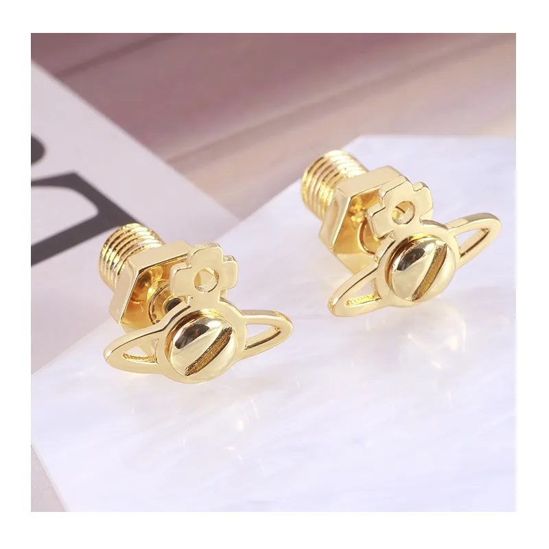 

Accessories Fashion Simple Gold Plated Glossy Personalized Screws Three-dimensional Planet Earrings Earrings Mixed Batch