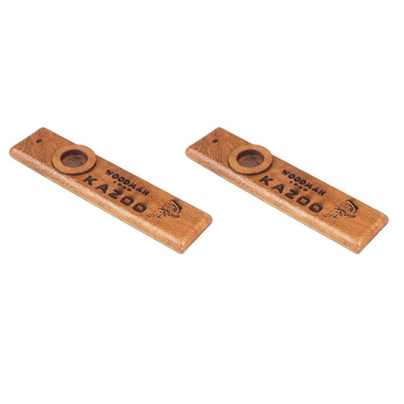 Kazoos de madeira para crianças e pessoas, instrumento requintado, fácil e se divertir, 2 PCs