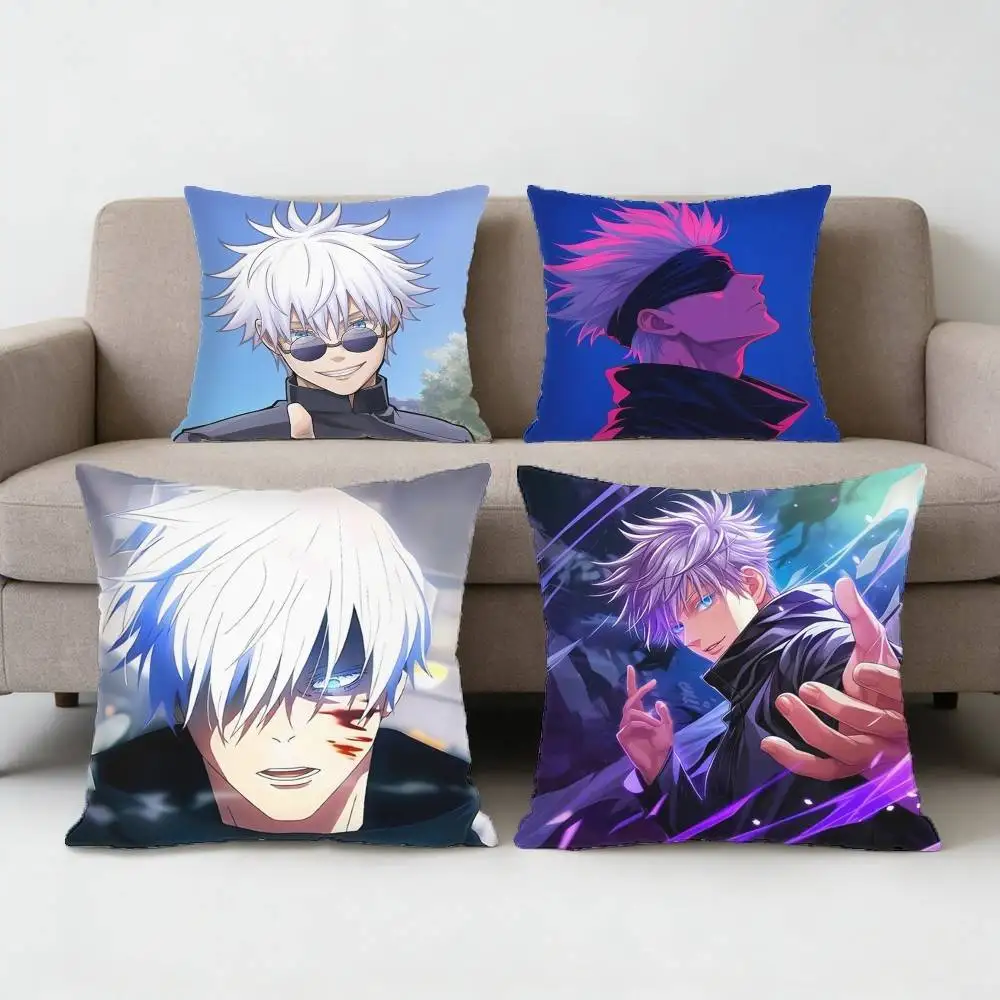 

J-Jujutsu K-Kaisen Gojo Pillow Case Anti-dustmite Pillowcase Invisible zipper silky short plush Sofa cushion cover