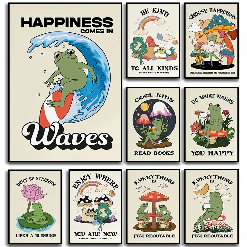 Introduction To Mental Health Frog Printing Series Poster Canvas Pictures Home for Bedroom Wall Modern Decor Frameless Painting
