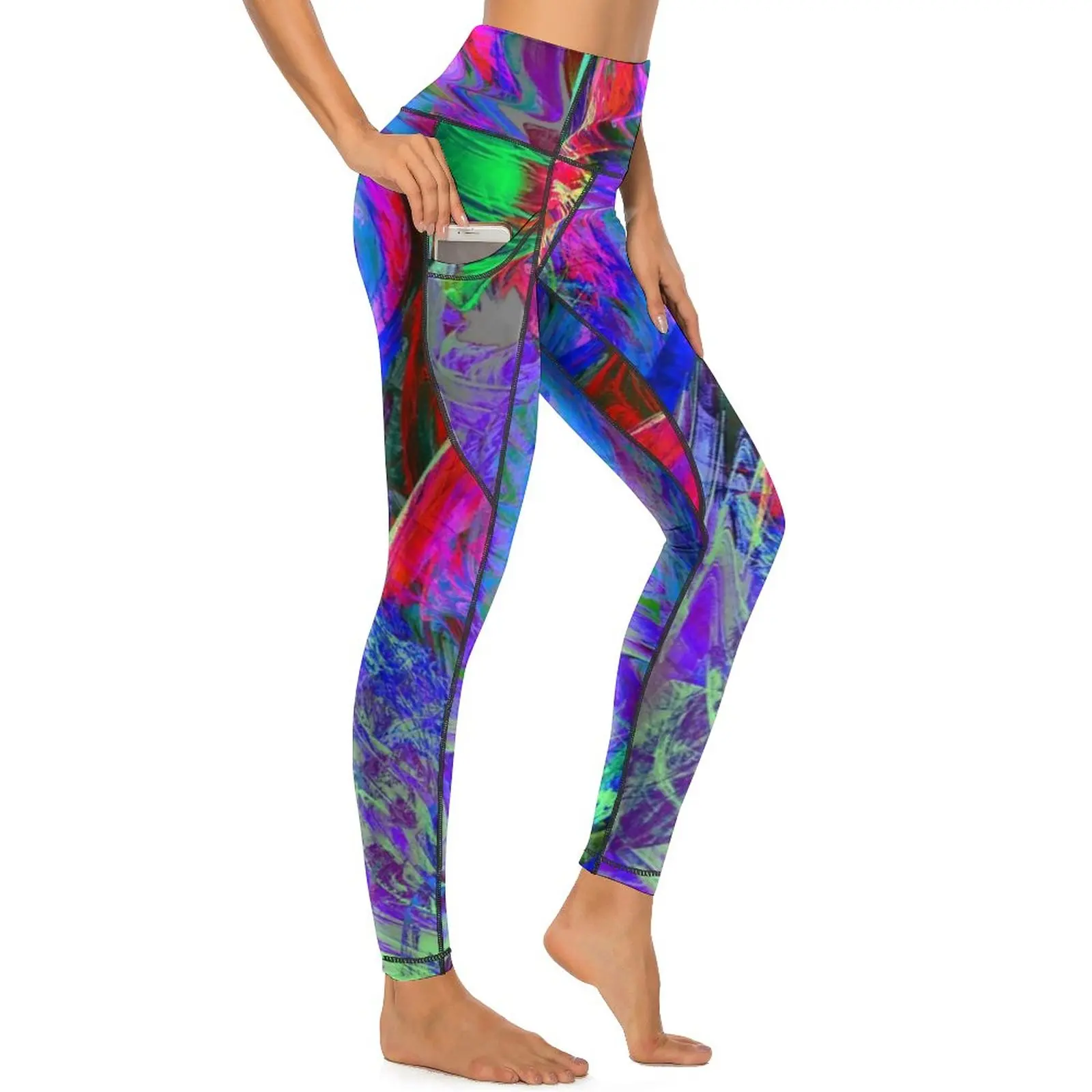 

Colorful Neon Paint Leggings Abstract Graffiti High Waist Yoga Pants Sweet Stretchy Yoga Legging Women Graphic Gym Sport Pants