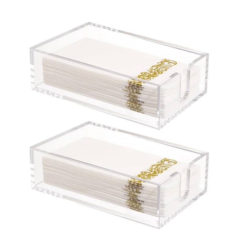 AB45 2PCS Transparent Desk Stand Acrylic Desktops Storage Containers For Office And School Restaurant Tissue Holder