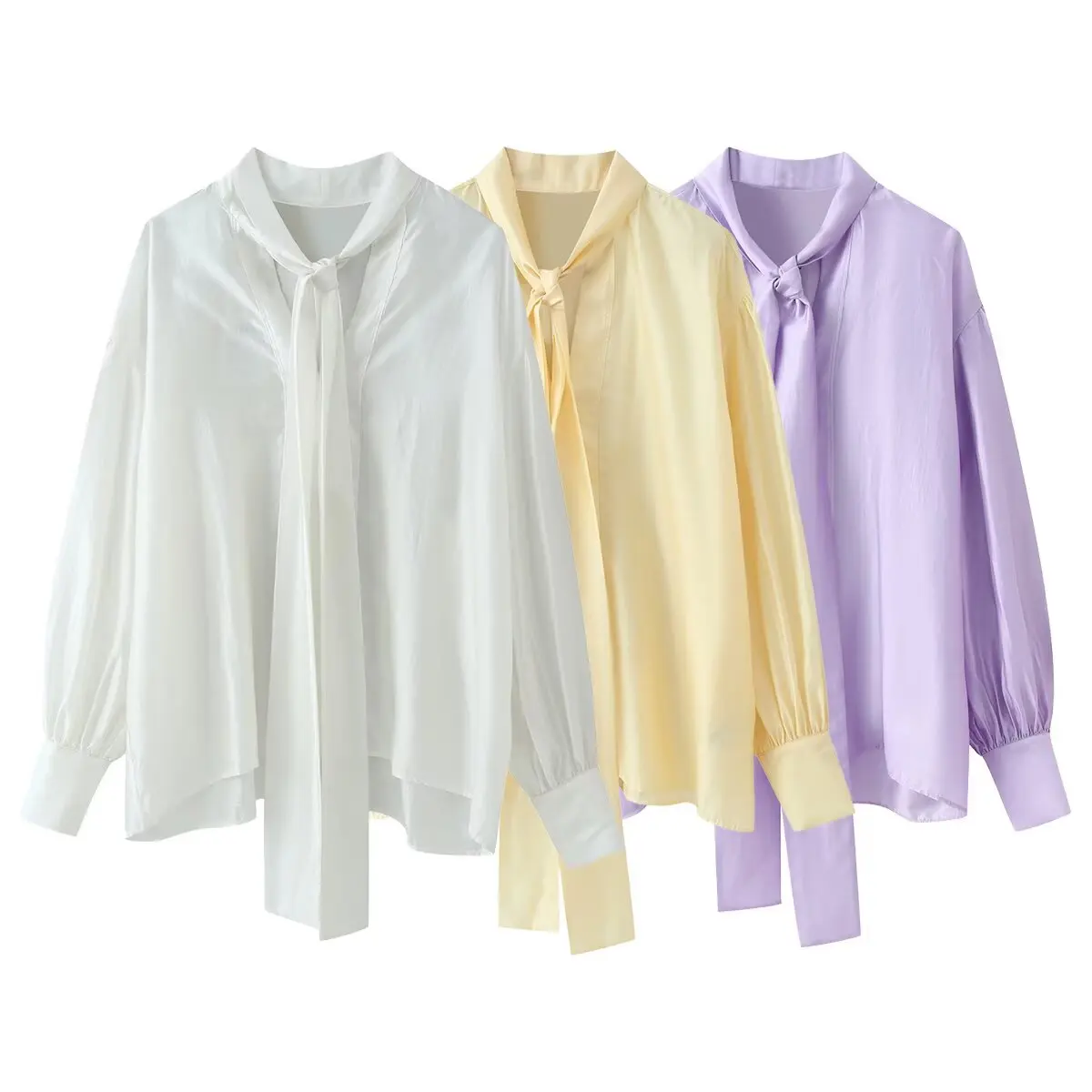 

WOMAN 2026 Summer New Fashion Bow-decorated shirt Casual Long Sleeve All-match Vintage female Shirts Blusas Chic Tops