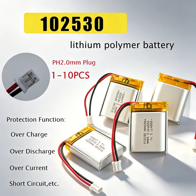 102530 3,7V 800mAh Lithium-Akku Wiederaufladbare Lipo-Batterien für Bluetooth-Lautsprecher Medizinische Geräte Schönheitsinstrumente GPS MP3 LED