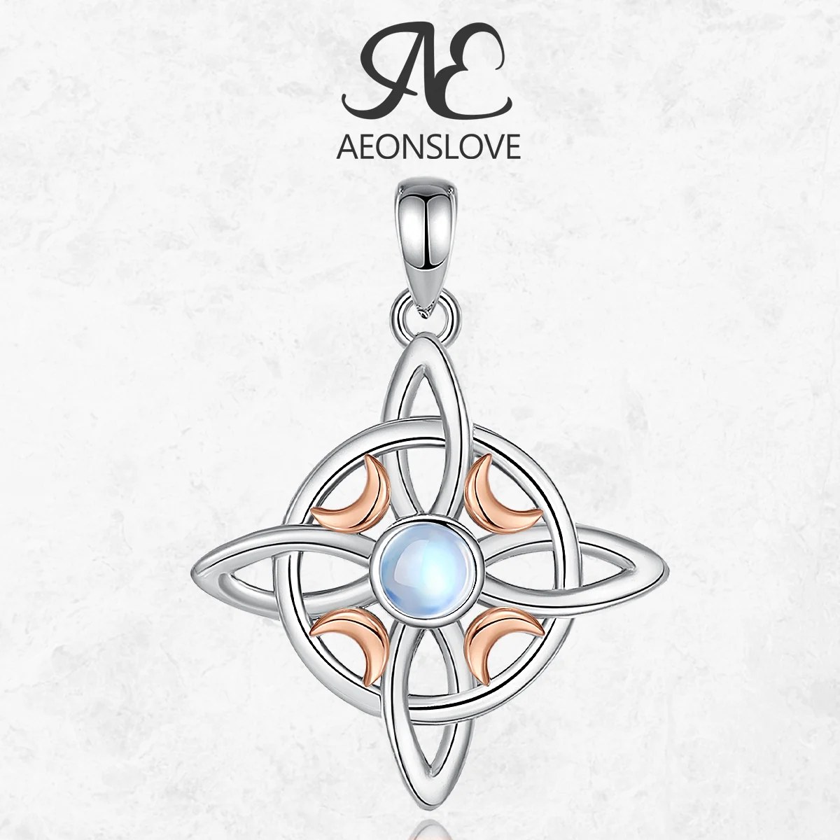 

AEONSLOVE 925 Sterling Silver Witches Knot Moonstone Necklace Crescent Moon Celtic Pendant Witch Jewelry Gift for Women Men