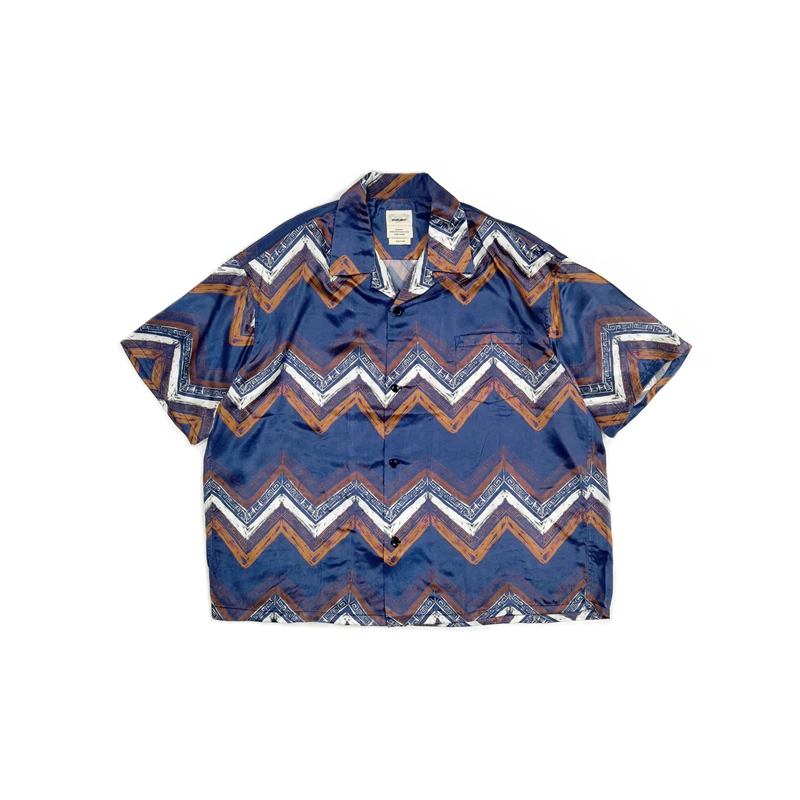 Hand Painted Geometric Full Print Vintage Hawaiian Cuban Collar Casual Short Sleeve Shirt