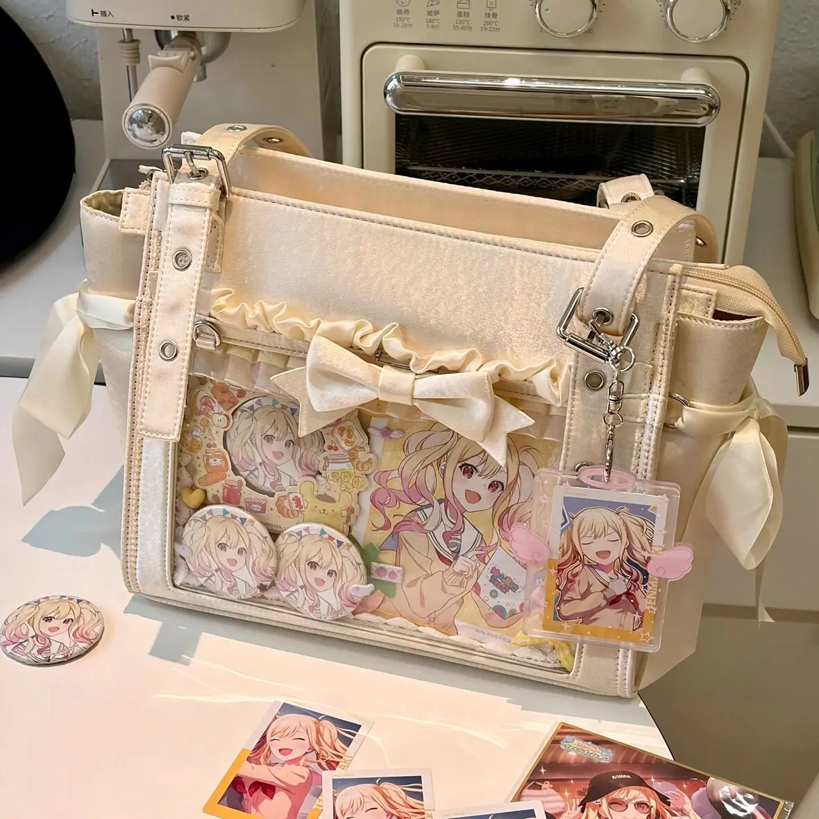 Original Satin Lolita Bow Ribbon Shoulder Bag Women's Small Food Double Shoulder Star Chasing Social Animal Comic Show Lta Bag