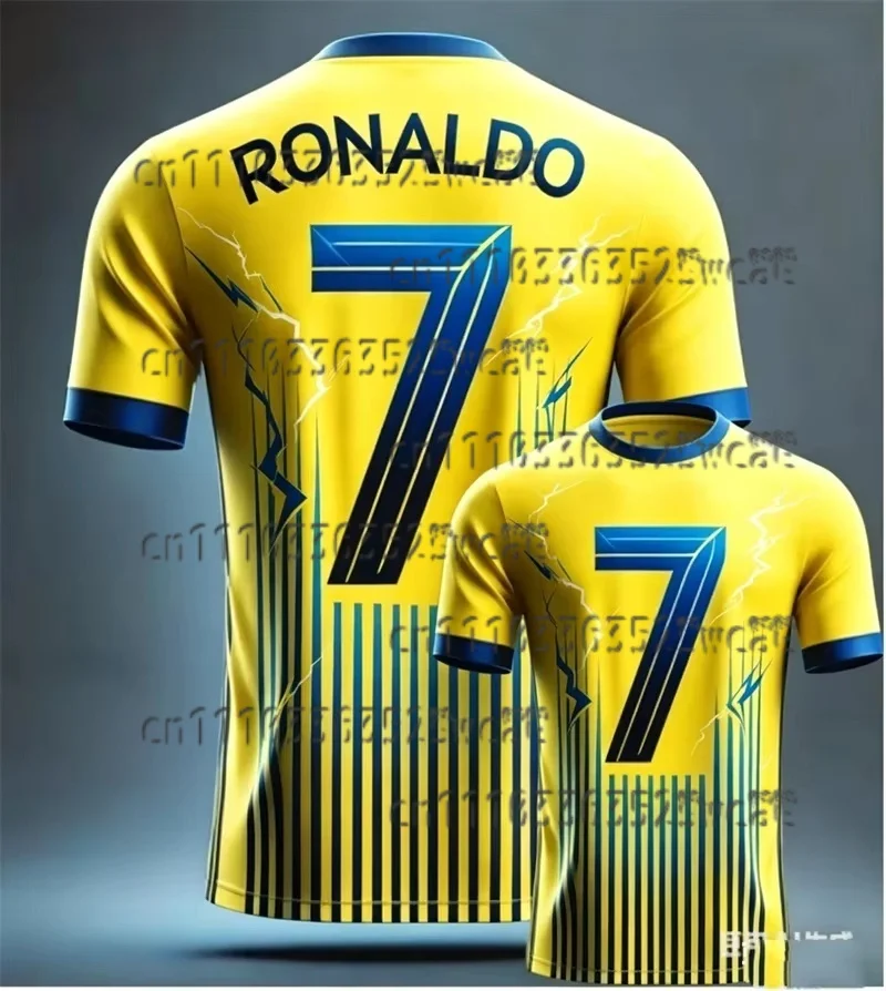 

Summer Men Sports Kids Boys Ronaldo Football Art Printed Short Sleeve T-shirt Casual Sports Jersey Street Tee Men FamilyMatching