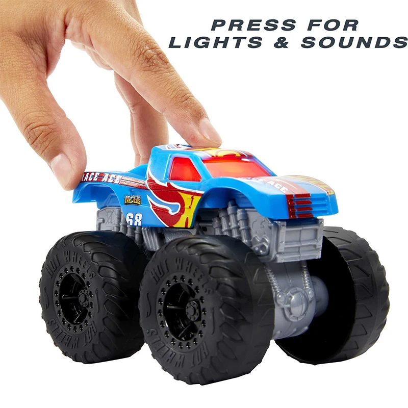 Original Hot Wheels Monster Trucks Roarin’ Wreckers 1:43 Scale Truck Sound & Light Series Boys Car Toy Model Children's Gifts