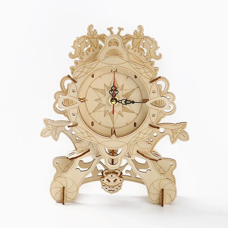 Puzzle 3D en Bois à Faire Soi-Même, Horloge Européenne, Modèle de Nuit de Construction, Analyste d'Assemblage, Jouet pour Enfant et Adulte, Cadeaux